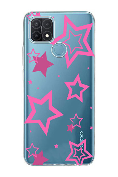 moonset Oppo A15 / A15S Uyumlu Yıldızlar Tasarımlı Baskılı Şeffaf Telefon Kılıfı