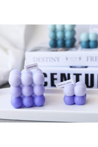 Generic شمعة أومبري بفقاعات السحاب، شمع الصويا برائحة الماء العذب، ديكور منزلي ملون