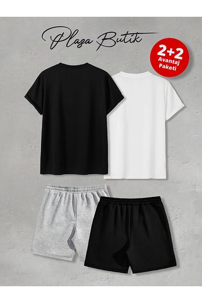 Plaza Butik Men's 4-Piece Suit Advantageous (2 Shorts - 2 Oversize T-Shirts)