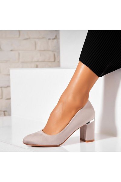 Joana Women's Grey Suede Heeled Shoes Zenya