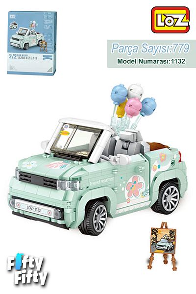Vagonlife Turquoise Convertible Car Toy Shaped 779 Piece Model Set Fflz-1132