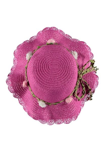 bipamuk Girl's Straw Fedora Hat Stylish Design Floral Model 4/8 Years Old