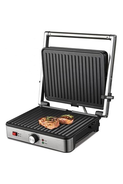 Heinner Gratar electric Heinner SunsetGrill HEG-K2000SS, 2000W, Placi fixe cu inveli antiaderent