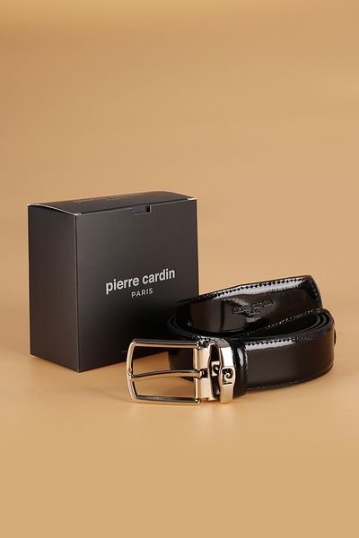 Pierre Cardin Λουστρίνι Γνήσιο δέρμα Ανδρική Ζώνη (110 cm 115 cm 120 cm 125 cm 130 cm) ΜΑΥΡΟ