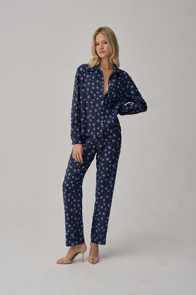 Pierre Cardin Vegan Women's Silk Pajama Set with Bralet - Lx.25234 Navy