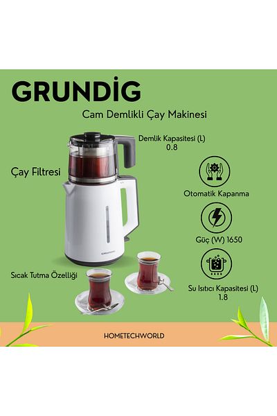 Grundig 1650 Watt Glass Teapot Tea Machine 1.8 Lt.