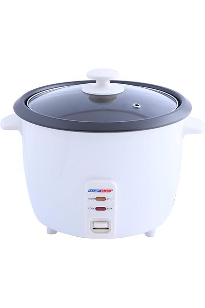 ALSAIF Electric Rice Cooker With Food Steamer, Automatic Cook And Keep Warm Functions, 900w, White