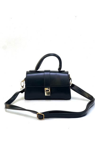 Lana Black Faux Leather Women's Handbag, Shoulder Bag with Adjustable Strap (L:11 W:19 D:7 cm)