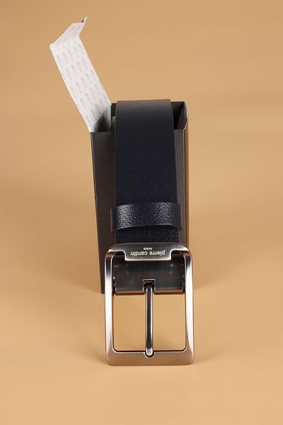 Pierre Cardin 3100 Pánský pásek z pravé kůže (110 cm 115 cm 120 cm 125 cm 130 cm) TMAVĚ MODRÁ