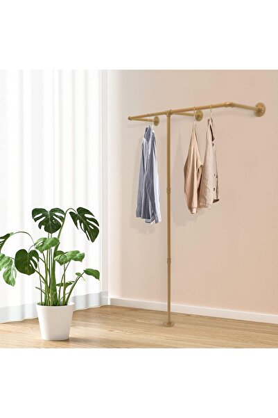 COOYA Industrial Tube Hanger, Heavy Duty Wall Mounted, Retail Display for Clothing Store Bedroom (Gold)