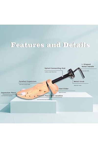 COOYA Wooden Shoe Stretcher, Adjustable Shoe Trees for Men and Women Wood Shoe Shaper Expander
