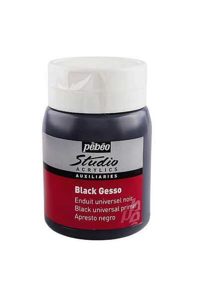 Pebeo Acrylic Black Gesso Studio Primer Paint - 500ml