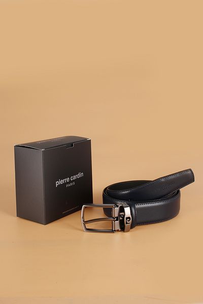 Pierre Cardin Anl.Sz Genuine Leather Men's Belt (110 cm 115 cm 120 cm 125 cm 130 cm) Dark Blue