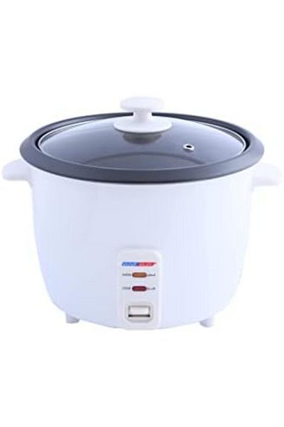 ALSAIF Electric Rice Cooker With Food Steamer, Automatic Cook And Keep Warm Functions, 900w, White