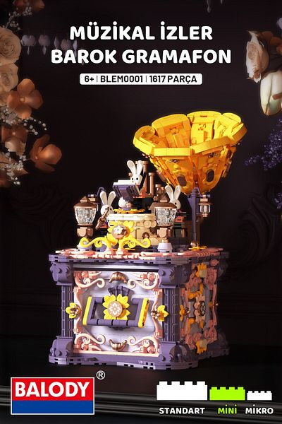 balody Musical Traces Baroque Gramophone (Blem0001) Mini Block Building Toys Set
