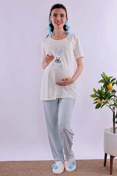 ByLohusa Set de pijamale de maternitate Effortt Blue