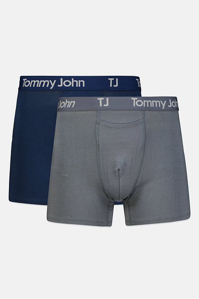 Tommy John Men 2 Pieces 4 Inseam Brand Logo Boxer Briefs, Multicolor