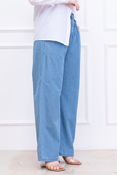 Bestenur Elastic Waist Jeans 1417 - Blue