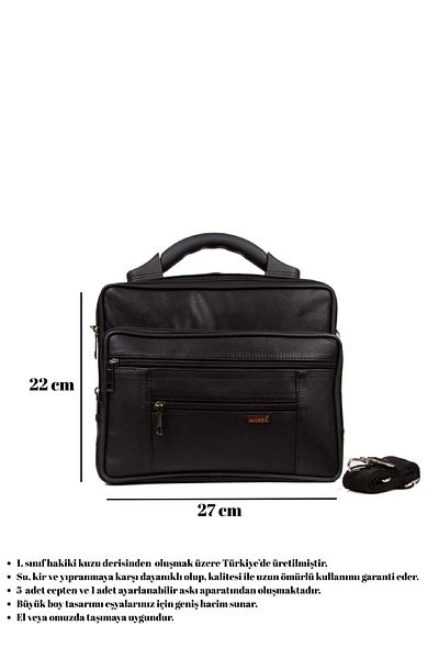 Newish Polo Cerff Leather Clup Genuine Leather Men's Shoulder Bag Horizontal 27x22 Cm
