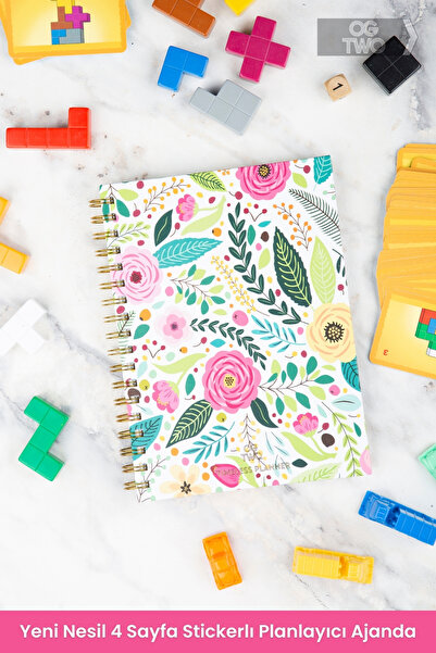 OGTWO Premium Quality 17x24 cm Stickerlı Süresiz Planlama Sert Kapaklı Haftal...