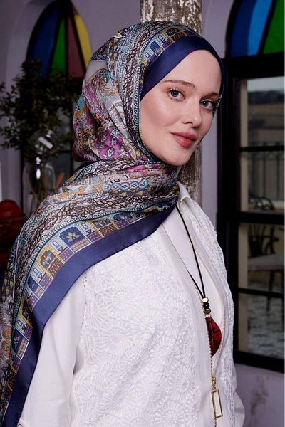 Levidor Indian Silk Shawl Navy Blue 443-02