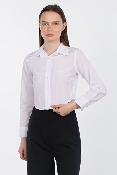 BARRELS AND OIL Crop Shirt - White