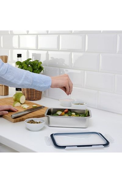 IKEA 365+ Rectangular Stainless Steel Food Container 1.0L, Durable, Stackable & Oven-Safe Storage