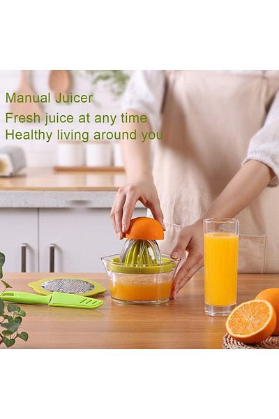 COOYA Lemon Manual Hand Squeezer with Built-in Measuring Cup Grater, Multi-function Ginger Garlic Grater
