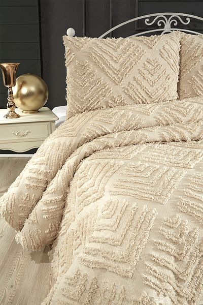 Çeyiz Diyarı Beige Double Pique Set - 3 Piece Pine Dowry Land