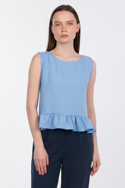 BARRELS AND OIL Μπλούζα με βολάν - Μπλε