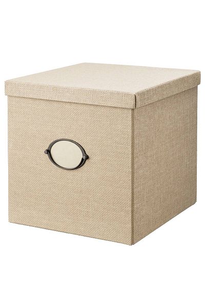 IKEA KVARNVIK Storage box with lid, beige, 32 x 35 x 32 cm