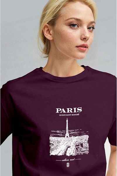 Millionaire Women's Plum Paris Regular Fit Regular Fit T-Shirt