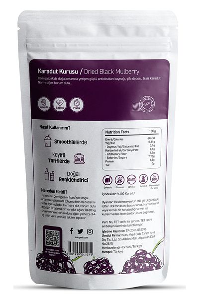 Kuru Yeşil Elazığ Mulberry Dried - New Crop Black Mulberry - Dried Fruit 150 Gr