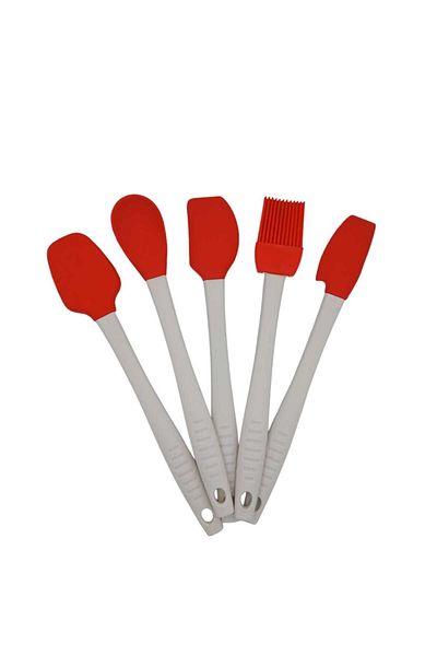 CKM silikon Set of 5 Silicone Spatula Spoon Brush Set Kitchen Utensils