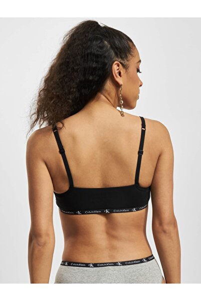 Calvin Klein signierter Damen-Sport-BH – elastisches Band, Schwarz-Grau 000qf7215e-bgh