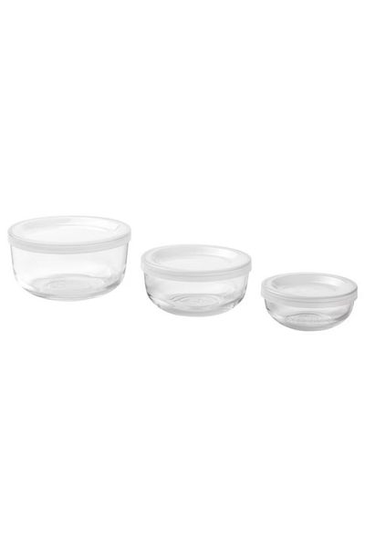IKEA BEST MMA Glass Food Container Set with Lids 73cl/40cl/19cl 3 Pack IKEA