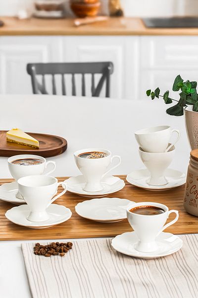 Porsima 11917 Emery 12 Piece 6 Person Porcelain Turkish Coffee Cup Set