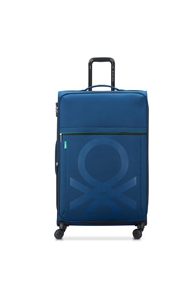 United Colors of Benetton Color Block Softside 81cm 4 Double Wheel Expandable Check-In Luggage Trolley Navy