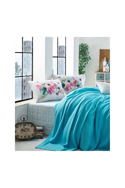 Brandi Turquoise Colored Cotton Garden Jasmina Double Pique Set