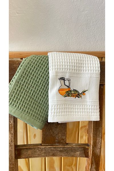Ersperto Kitchen Towel Embroidered Seersucker Napkin 2 Pcs 45X65Cm