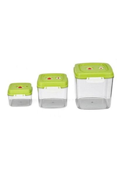 Heinner Set caserole pentru vidat Heinner HAV-CUPS, 0.5 L, 1.4 L, 3 L (Transparent/Verde)