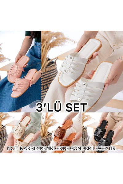 Slipcat 3-Piece Women's Non-Slip Street Beach Bathroom Summer Casual Slippers