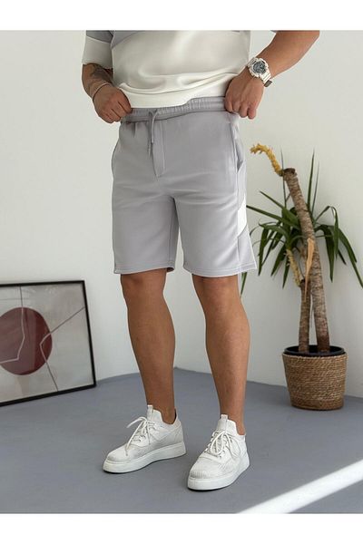 Combineman35 Gray White Scuba Pocket Piece Back Pocket Zipper Shorts