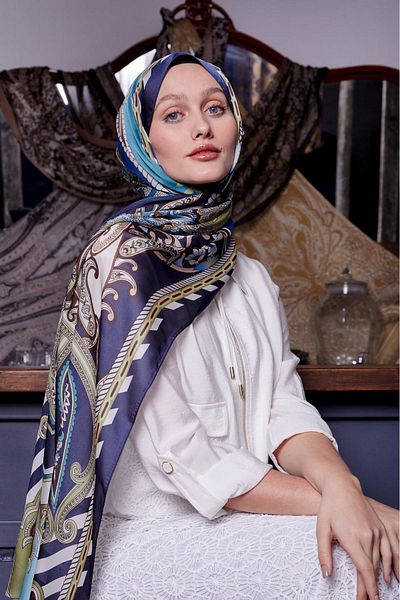 Levidor Ινδικό μεταξωτό σάλι Navy Blue 504-01