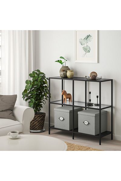IKEA KVARNVIK Storage box with lid, grey, 32 x 35 x 32 cm