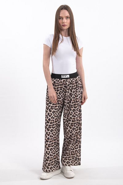 Hatun Atila Pantaloni cu fustă din tricotaje țesute subțiri cu imprimeu leopard Hatunatila