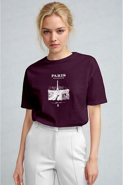Millionaire Women's Plum Paris Regular Fit Regular Fit T-Shirt