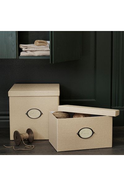 IKEA KVARNVIK Storage box with lid, beige, 32 x 35 x 32 cm