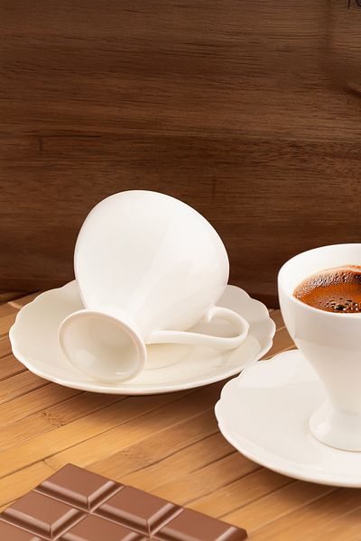 Porsima 11917 Emery 12 Piece 6 Person Porcelain Turkish Coffee Cup Set