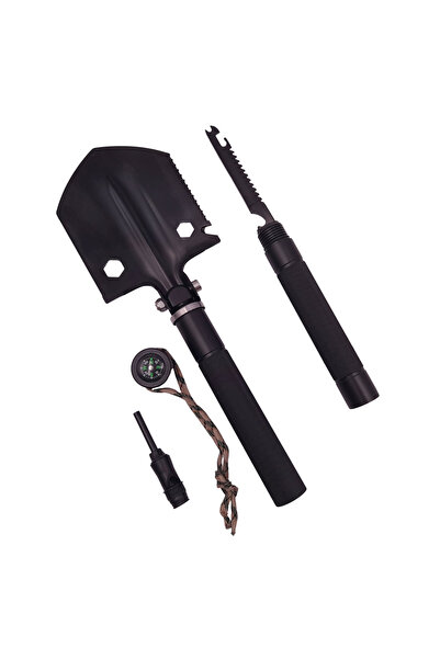 Depox Multifunkčná lopata IdeallStore, Camper Society, 8 v 1, nehrdzavejúca oceľ, 47 cm, čierna